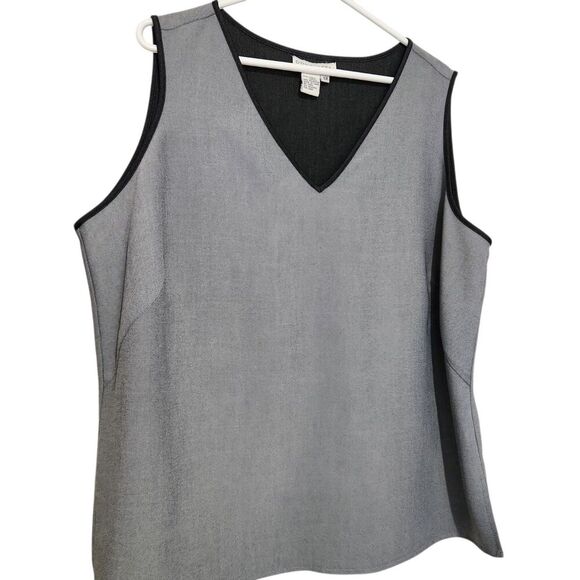 Doncaster Signature Women 16W Gray V-Neck Sleeveless Blouse Tank Top Shirt - Picture 1 of 8